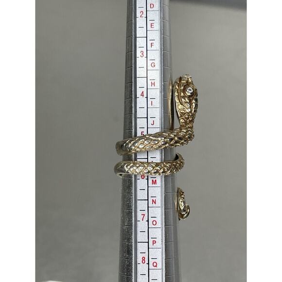 Gothic Head Snake Serpent Ring Gold plate Sterling Silver .925 Cobra Size 5.75 - Picture 2 of 5